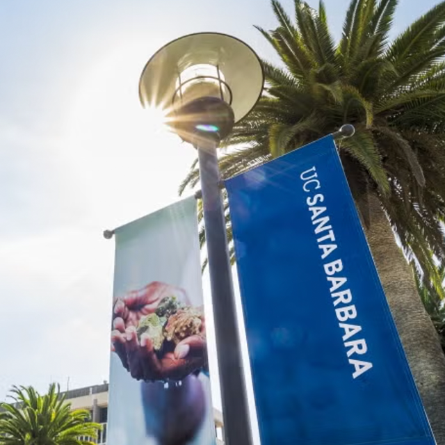 UCSB banner on campus