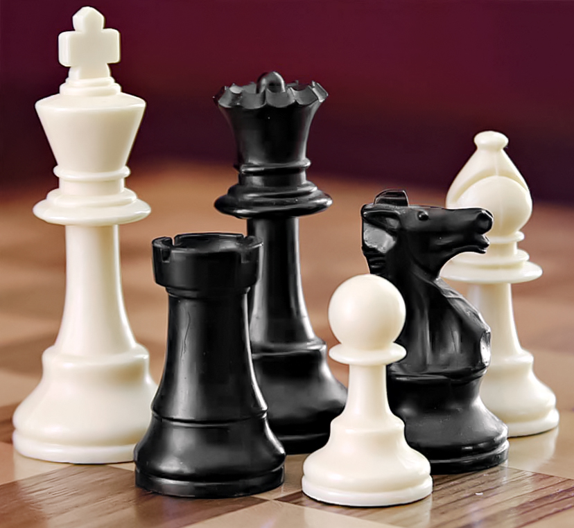 Chess set of black and white pieces